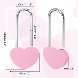 PATIKIL 3.9" 50mm Love Locks Heart Padlock Without Key, Single Heart Wish Lock Romantic Heart Lock for Lovers Lock Bridge Wedding Anniversary Travel Present, Pink