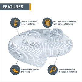 POWERTEC 2-1/2" x 10' Dust Collection Hose with 2pcs Key Hose Clamps for Table Saw, Band Saw, Planer, Belt Sander, Woodworking and Wood Shop Dust Collection System (70241V)