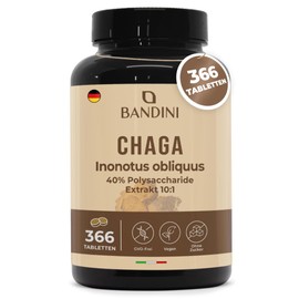 Bandini® Chaga 366 Tablets | On the Mushroom Inonotus Obliquus, Rich in Antioxidants & Polyphenols | Supports Normal Balance | Up to 1000 mg per Daily Dose | 3 to 6 Months Supply