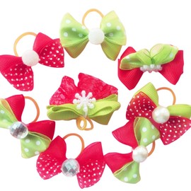 The Crafty Owl Christmas Random Designs Handmade Pet Dog Cat Hairclips Hair Tie (Bow Hair Tie-8 Pieces)