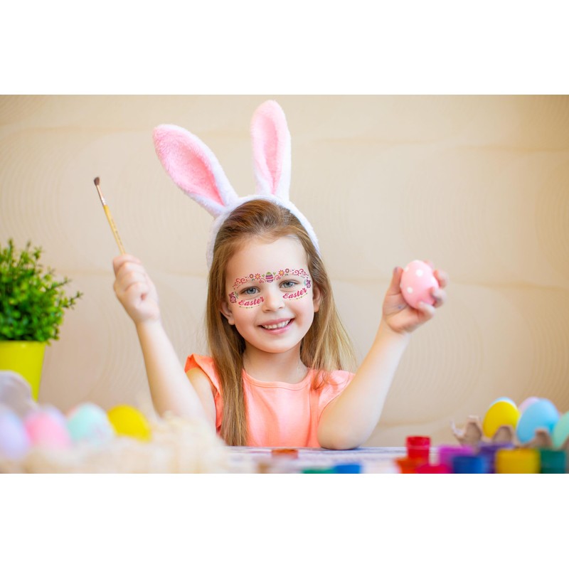CAMOSE Easter Face Tattoos For Kids Aldult,10 Styles Face Bunny