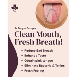 YogaMedic Tongue Scraper for Adults & Kids, 100% Stainless Steel Cleaner - Tongue Cleaners with Travel Case, Personal Care Products, Oral Dental Care, Bad Breath Treatment for Adults, U Shape, 3 Pack