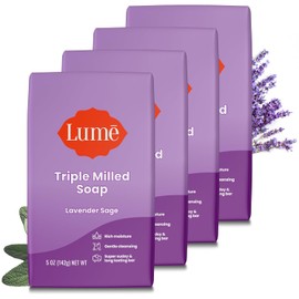 Lume Triple Milled Bar Soap - Rich Moisture & Gentle Cleansing - Paraben Free, Phthalate Free, Skin Safe - 5 ounce (Pack of 4) (Lavender Sage)