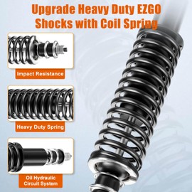 EZGO Golf Cart Front/Rear Shock Absorber Heavy Duty Coil Spring Shock Absorber Fits EZGO Medalist/TXT 1994+ Gas or Electric, OEM# 76418-G01,70928-G01,70248-G01,70324-G01,76419-G01