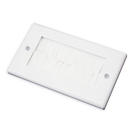 electrosmart White Double Gang Brushplate with White Brushes/Brush Strip Wallplate/Wall Plate/Faceplate Cable Tidy for Wall Mounted Plasma TV etc