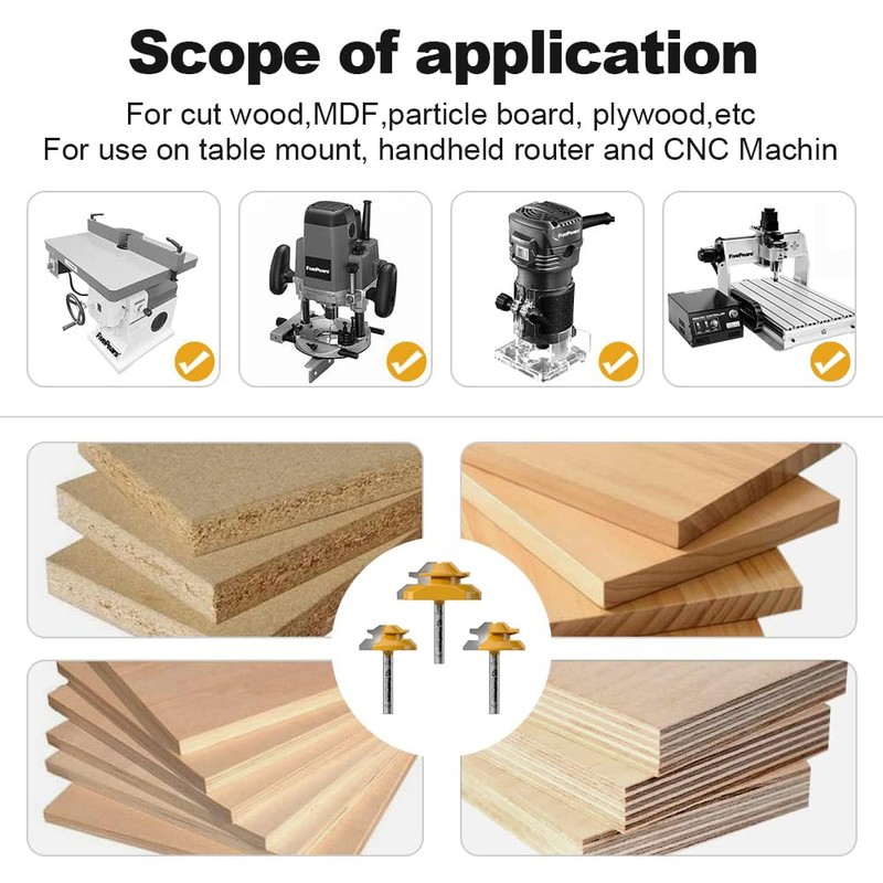 FivePears 45 Degree Lock Miter Router Bit 1/4 Inch shank,Timberlock