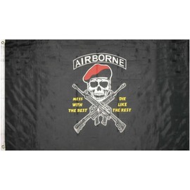 3x5 Airborne Mess with the Best Die like the Rest Flag Banner Army Ranger 100D