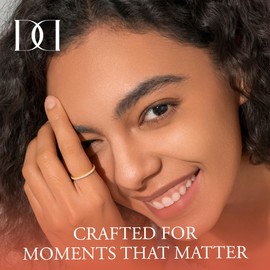 MINDDHA 14K Gold Plated- Cubic Zirconia Simulated Diamond Stackable Rings Eternity Bands/Gold Rings for Women - 1.5mm Stacking Rings for Oura Gen 4/Oura Gen 3 Size 6