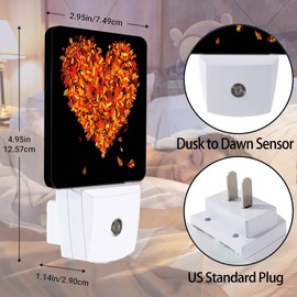 Jopowide Autumn Art Hearts Night Light Plug in Wall Lamp Smart Dusk to Dawn Sensor for Home Decorative, Kids Room Bedroom Bathroom Kitchen Hallway Gifts