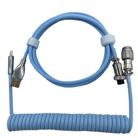 Gaming Keyboard Cable Professional Retractable Sturdy Connector Coiled Keyboard Cable for Mechanical Keyboard Light Blue