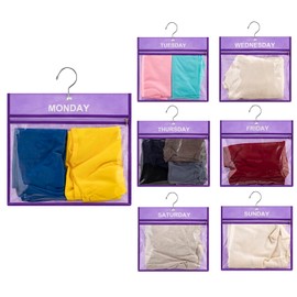 TEMUORG 7 Pcs Weekly Travel Organizer Pouches Day of Week Clothing Packing Cubes Monday to Sunday School Clothes Organizer for Kids (Purple)