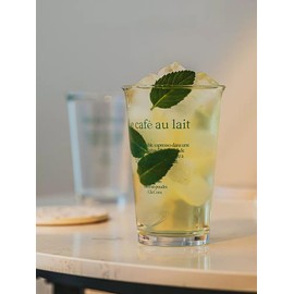 gugululu Drinking Glasses Cups -14 Oz Highball Water Glasses, All-match Clear Drinking Glassware for Iced Coffee, Juice, Beverage, Milk, Cocktails, Bubble Tea (Green)