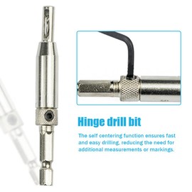 3pcs High Speed Steel Self Centering Drill Bits, Hinge Drill Bit Set, 1/4" Hex Shank, Quick Release Drill Bit Guide Set for Lock, Door, Cabinet, Window, Hinge Guide Hole Drilling Tool(Silver)