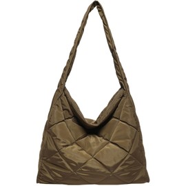 Bagtopia Tote Bags for Women, Lightweight Quilted Tote Bag with Zipper, Large Puffy Shoulder Bag Handbag Overnight Weekender Bag for Travel, Work, Gym, Beach, Shop, Coffee