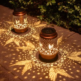 2 Pack Hummingbird Birthday Gifts for Women Mom Grandma Solar Lanterns Outdoor Waterproof Garden Decor Hanging LED Decorative Light for Patio Yard Lawn Gardening Gifts