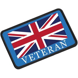 Union Jack Veteran Military Motif Patch – Embroidered British Flag Badge for Veterans, Tactical Gear, Jackets, Backpacks | Velcro Backed for Easy Application (RAF Blue)