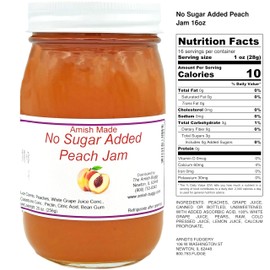 Amish Peach Jam - No Sugar Added - Two 16 Oz Jars Made by Arndts Fudgery