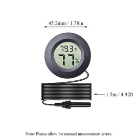 2 Pack Hygrometer Thermometer, Digital Humidity Monitor Temperature Meter Gauge 2-in-1 Temperature Humidity Probe for Conditioner Aquarium Incubator (Black)
