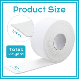 Buryeah 1/4" x 4" x 2.5 Yard Foam Adhesive Cast Padding Medical Foam with Adhesive Back for Sports Injured Areas, Ball of Foot Cushion, Blister Pads, Foot Pain, Splints and Pad (White)