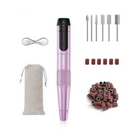 Electric Nail Drill Cordless, Electric Nail File Buffer Drill Machine for Natural Acrylic Gel Nails, Rechargeable Electric Manicure Pedicure Set