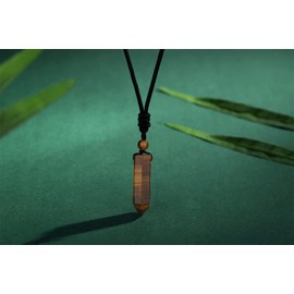 XIANNVXI Tiger Eye Healing Crystals Necklace Natural Crystal Stone Point Hexagonal Pendant Necklaces Gemstones Adjustable Rope Reiki Balancing Jewelry