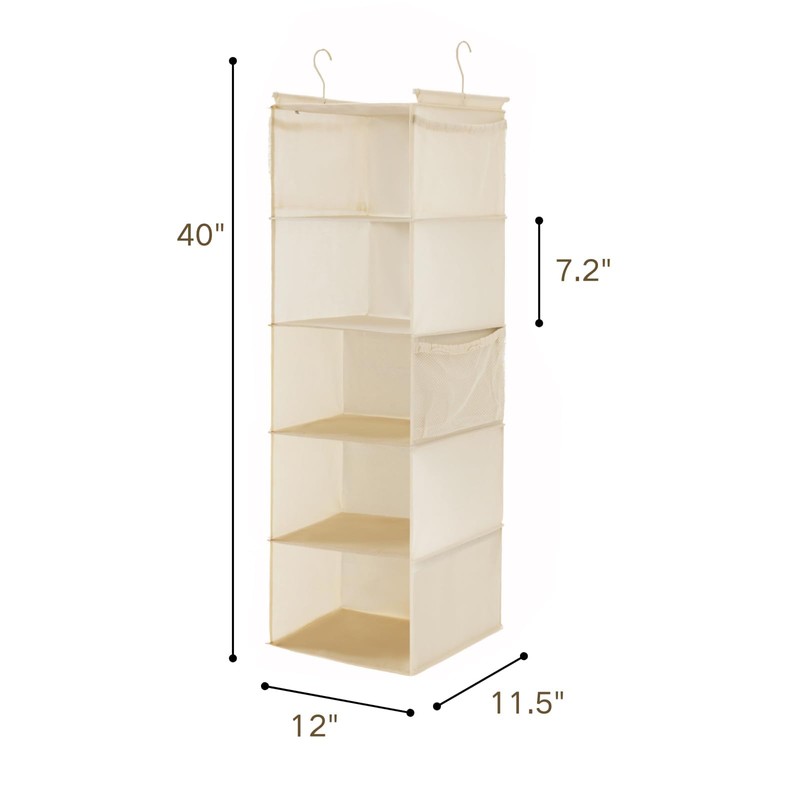 MAX Houser 5 Shelf Hanging Closet Organizer, Space Saver, Cloth