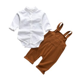 Unutiylo - Ropa de bebé para niños para caballeros, overoles para bebés y mamelucos, Marrón-blanco, 0-3 meses