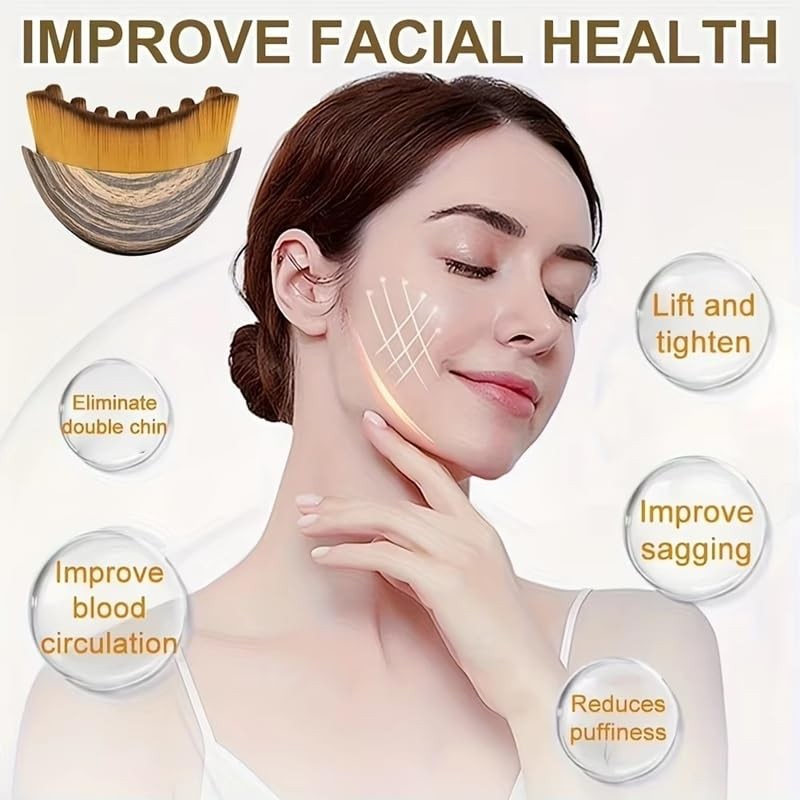 Lymph Contour Face Brush Set Sandalwood Gua Sha Massager Ergonomic
