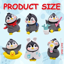 SFODTN Mini Figures Set, Penguins Ornaments, PVC Model Decoration, Cute Penguins Ornaments, Desktop Decoration, Kids or Adult Birthday Gifts Cute Figures Gift