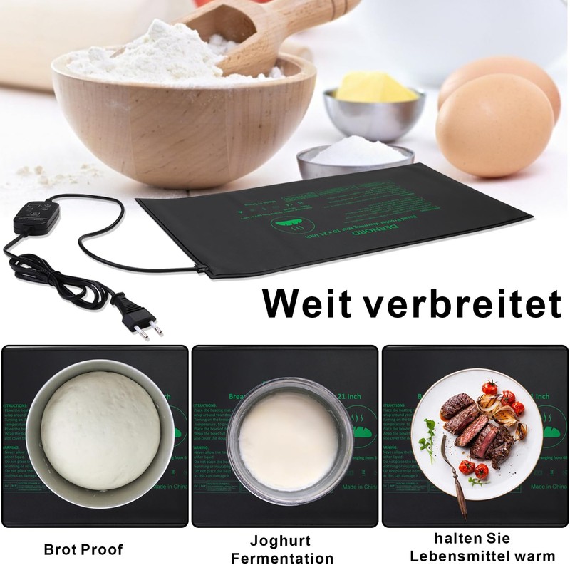 DERNORD Bread Warming Mat with Adjustable Temperature Proofing Heating Mat
