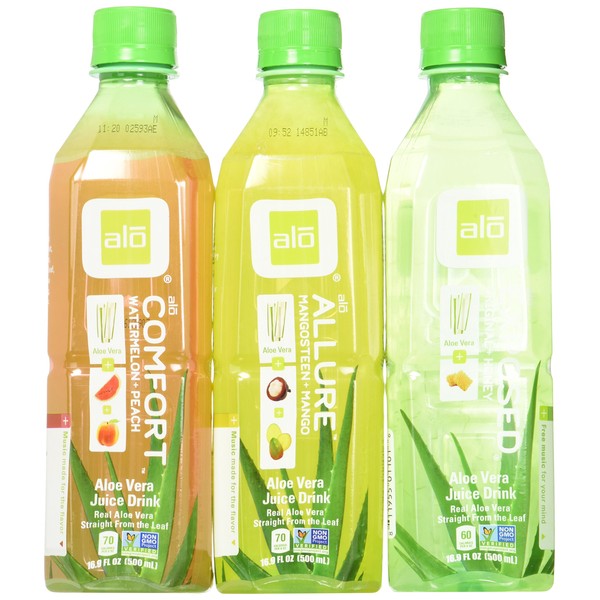 alo Aloe Vera Drink Variety 16.9 oz Bottle (Pack of 12)