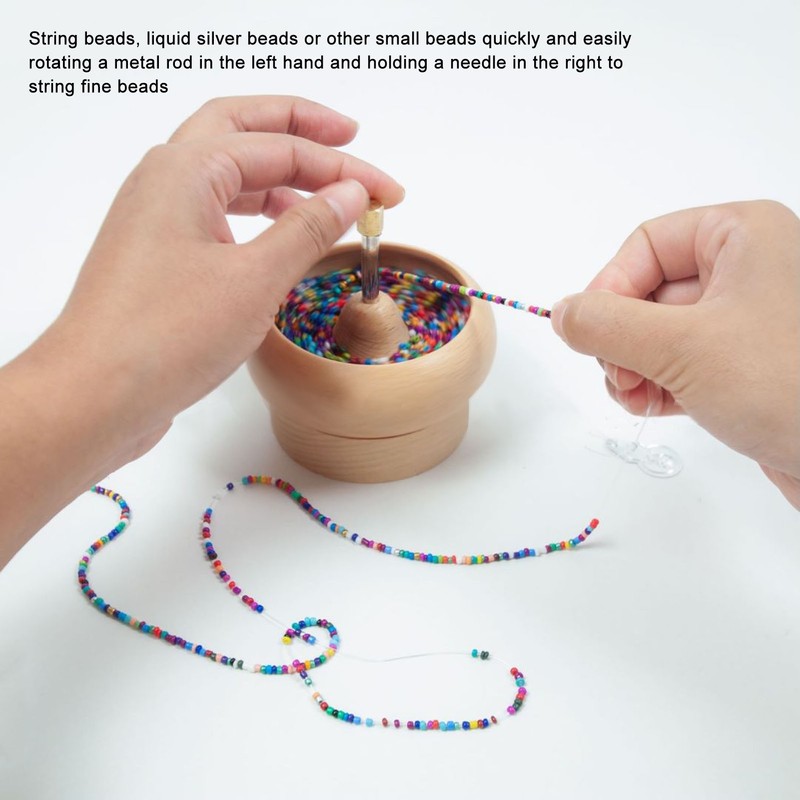 Bead Spinner DIY Beading Turning Bowl 10cm Wooden Manual Beading