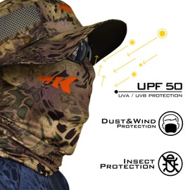 KastKing Sol Armis Neck Gaiter - UPF 50 Face Mask - UV Sun Protection Gaiter Sun Mask for Men & Women, Fishing, Hiking, Kayaking Mask, Prym1 Camo