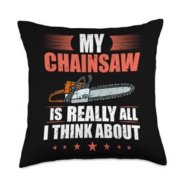 Chainsaw Electrics Tools Wood Woodwork Logging Lumberjack Throw Pillow, 18x18, Multicolor