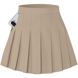 SANGTREE - Falda plisada para niñas, pantalones cortos plisados, 2 años a 14 años, A# Plain-caqui, 6-7 Años