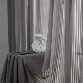 Topfinel Lace Curtains, Set of 2, Non-Transparent, Length 78.7 Inches (200 cm), Pollen, UV, Stylish, Polyester, Bay Window Curtains, Nordic, Solid Color, Cute, Gray