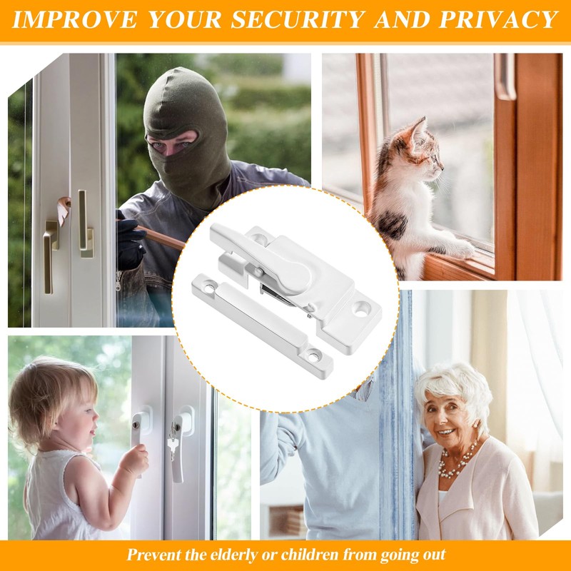 10-Pack Universal Window Sash Locks, White Iron Cam Action Latches