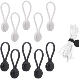10Pcs Magnetic Cable Ties, Reusable Fastening Organizer Ties for Bundling & Organizing Chargers, Cords at Home, Office, Kitchen