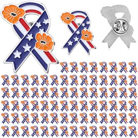 Tondiamo 100 Pcs Veterans Day Poppy Pin Patriotic Poppy Flower Pin American Flag Memorial Day Brooch for Veterans Memorial (Orange)
