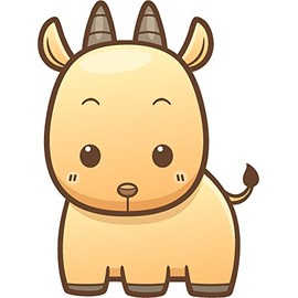 Cute Simple Kawaii Farm Animal Cartoon Icon Vinyl Decal Sticker (4" Tall, Goat)