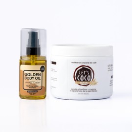 LET'S COCO | Kit Tonificante Anti-Celulitis (Let’s Coco Black + Golden Body Oil) - Exfoliante Corporal de Café, Anti-Celulitis, Para Uso en Todo el Cuerpo y Aceite Corporal de Jojoba y Sándalo (Black + Golden Body Oil)