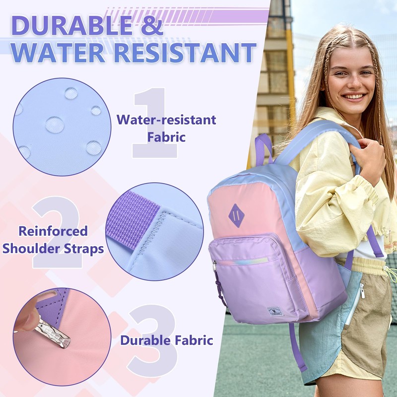 VX VONXURY School Backpack for Men Women,Lightweight Classic Basic Bookbag