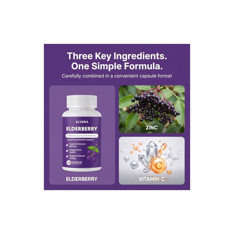 Elvera Elderberry Gut Support Complex - Organic Black Elderberry Soft