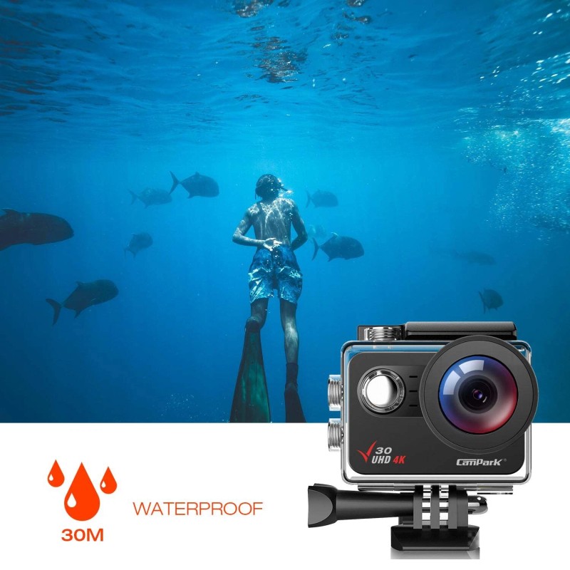 Campark 4K 20MP Action/Helmet Camera WiFi 170° Kit Underwater Camera