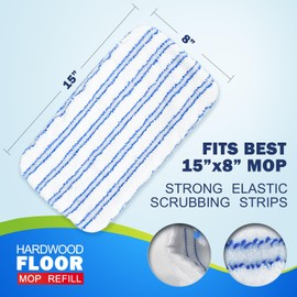MATTHEW CLEANING PRODUCTS Large Surface Flat Mop, 15x8 Inches, 3Pack Microfiber Wet Mop Refills, Reusable & Washable, Compatible with Hardwood Floor & More, Includes 1 Cleaning Scraper