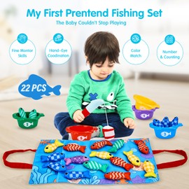 Gacoman Montessori Toys for 1 Year Old - Cloth Fishing Game with Stacking Cups, Baby Toys First Birthday Gift 12-18 Months Toddler Toys for 1 2 3 Year Boy Girl