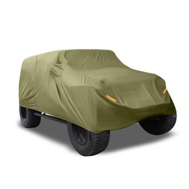 RATCHROLL SUV Car Cover Fit for Jeep Wrangler JK JL 4 Door 2007-2021 Outdoor Waterproof Sun Dust Wind Snow Protection 210D Oxford with Driver Door Zipper Dark Green Replacement Car Parts