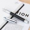 Jinhao 92 Pluma estilográfica negra plateada, punta media, metal sólido