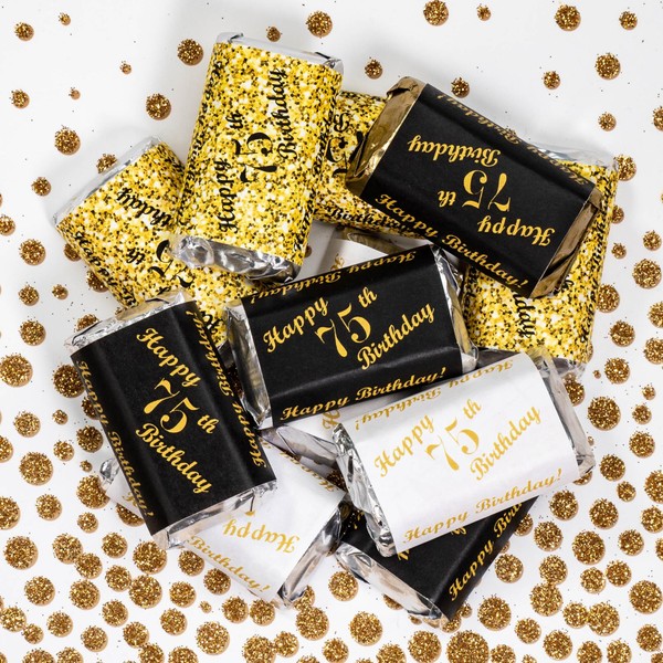 75th Birthday Miniatures Candy Bar Wrapper, (Set of 60) Mini