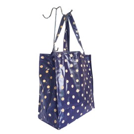 GFM® Polka Dot PVC Re-usable Shopper Lunch or Picnic Bag - Blue - (OC-MG-Polka-GHNL)